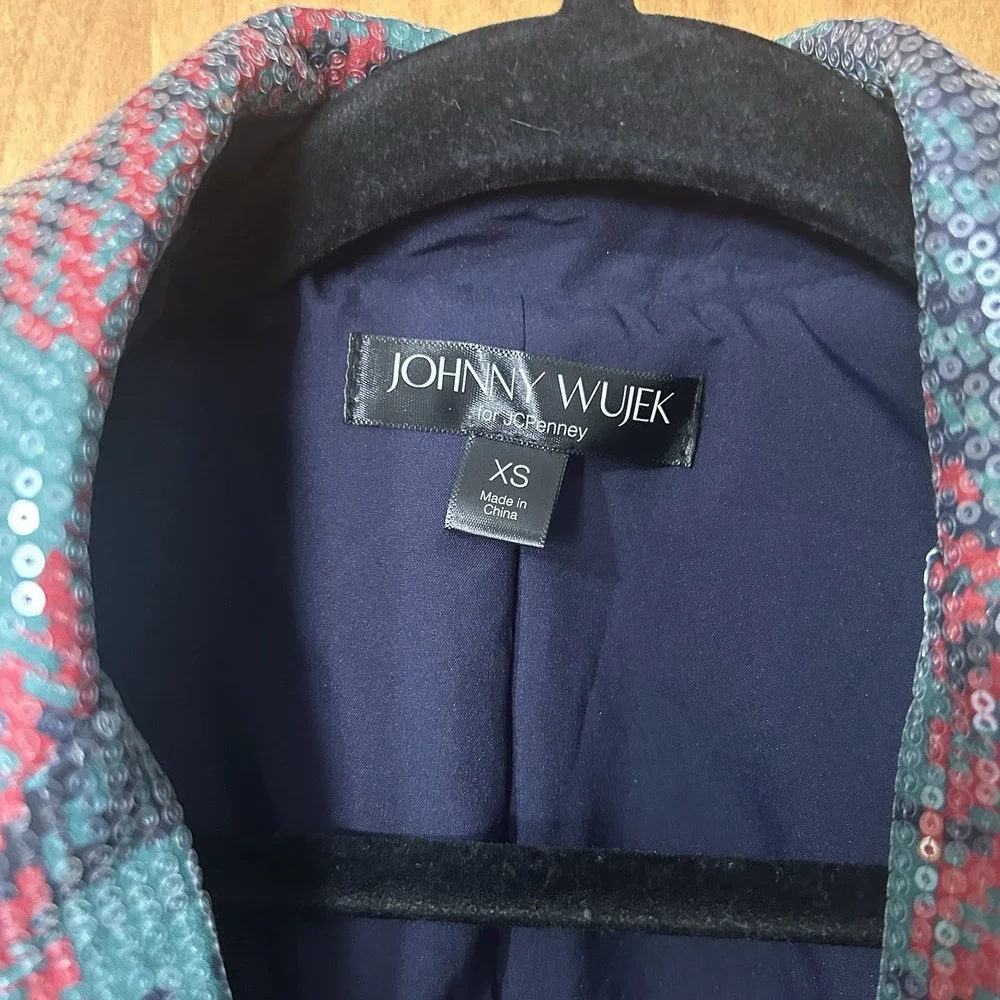 NWT Johnny‎ Wujek Sequin Plaid Holiday Blazer Extra Small Holiday Free Shipping